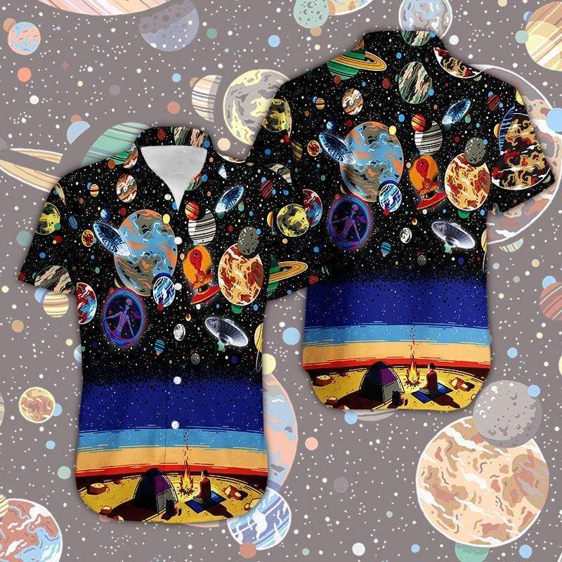 Felacia [Hawaii Shirt] Camping With UFO Hawaiian Aloha Shirts-ZX1006